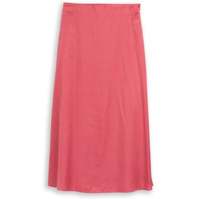 TOM TAILOR Damen High Waist Satin Midi-Rock, rot, Uni, Gr. 46 TOM TAILOR Damen High Waist Satin Midi-Rock, rot, Uni, Gr. 46