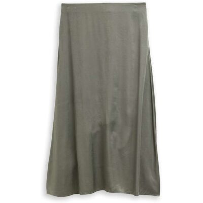 TOM TAILOR Damen High Waist Satin Midi-Rock, grün, Uni, Gr. 40 TOM TAILOR Damen High Waist Satin Midi-Rock, grün, Uni, Gr. 40