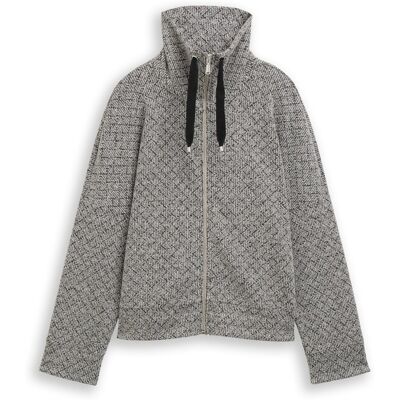 TOM TAILOR Damen Loose Fit Sweatjacke mit Stehkragen, beige, Meliert, Gr. S TOM TAILOR Damen Loose Fit Sweatjacke mit Stehkragen, beige, Meliert, Gr. S