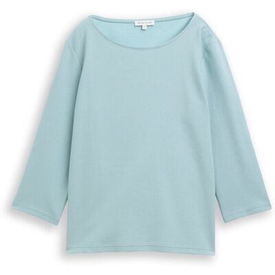 TOM TAILOR Damen Langarmshirt mit Ottoman-Struktur, grün, Uni, Gr. S TOM TAILOR Damen Langarmshirt mit Ottoman-Struktur, grün, Uni, Gr. S