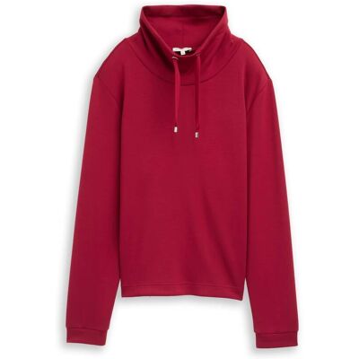 TOM TAILOR Damen Scuba Sweatshirt mit Stehkragen, rot, Uni, Gr. XXXL TOM TAILOR Damen Scuba Sweatshirt mit Stehkragen, rot, Uni, Gr. XXXL
