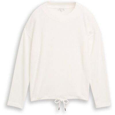 TOM TAILOR Damen Loose Fit Sweatshirt, weiß, Uni, Gr. XL TOM TAILOR Damen Loose Fit Sweatshirt, weiß, Uni, Gr. XL