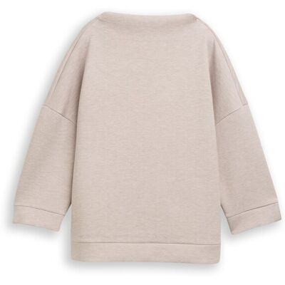 TOM TAILOR Damen Boxy Fit Sweatshirt mit Stehkragen, grau, Meliert, Gr. XL TOM TAILOR Damen Boxy Fit Sweatshirt mit Stehkragen, grau, Meliert, Gr. XL