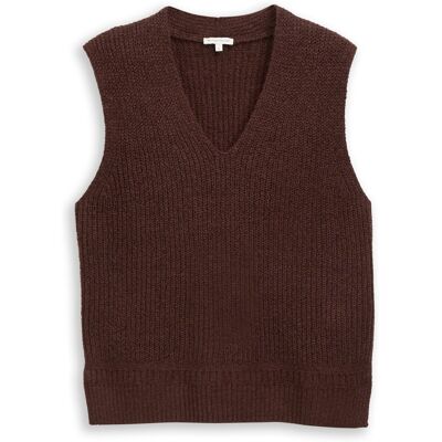 TOM TAILOR Damen Pullunder mit V-Ausschnitt, braun, Meliert, Gr. M TOM TAILOR Damen Pullunder mit V-Ausschnitt, braun, Meliert, Gr. M