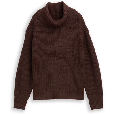 TOM TAILOR Damen Loose Fit Rollkragenpullover, braun, Meliert, Gr. S TOM TAILOR Damen Loose Fit Rollkragenpullover, braun, Meliert, Gr. S