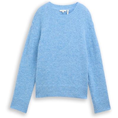 TOM TAILOR Damen Strickpullover mit Wollanteil, blau, Meliert, Gr. S TOM TAILOR Damen Strickpullover mit Wollanteil, blau, Meliert, Gr. S