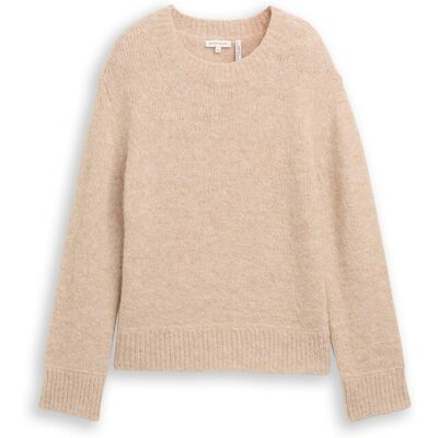 TOM TAILOR Damen Strickpullover mit Wollanteil, beige, Meliert, Gr. S TOM TAILOR Damen Strickpullover mit Wollanteil, beige, Meliert, Gr. S