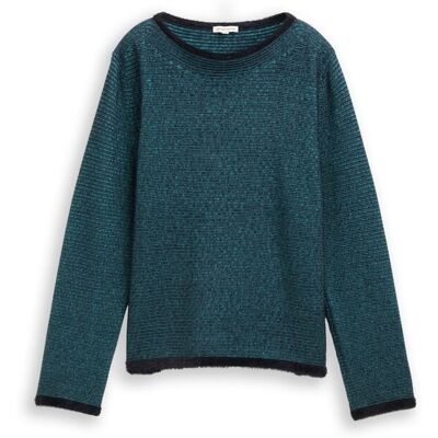 TOM TAILOR Damen Strickpullover aus Federgarn, blau, Uni, Gr. XXL TOM TAILOR Damen Strickpullover aus Federgarn, blau, Uni, Gr. XXL