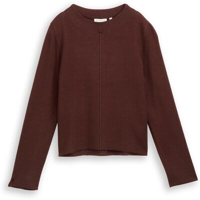 TOM TAILOR Damen Cropped Strickpullover mit Stehkragen, braun, Meliert, Gr. S TOM TAILOR Damen Cropped Strickpullover mit Stehkragen, braun, Meliert, Gr. S