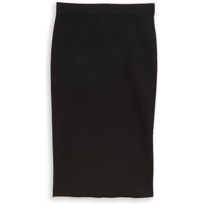 TOM TAILOR Damen Midi-Rock mit Schlitz, schwarz, Uni, Gr. 44 TOM TAILOR Damen Midi-Rock mit Schlitz, schwarz, Uni, Gr. 44