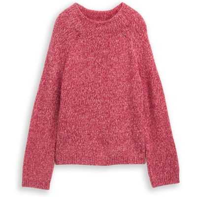 TOM TAILOR Damen Loose Fit Strickpullover mit Wollanteil, rosa, Meliert, Gr. S TOM TAILOR Damen Loose Fit Strickpullover mit Wollanteil, rosa, Meliert, Gr. S