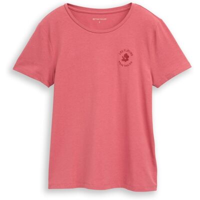 TOM TAILOR Damen T-Shirt mit Blumen-Stickerei, rot, Uni, Gr. S TOM TAILOR Damen T-Shirt mit Blumen-Stickerei, rot, Uni, Gr. S