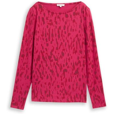 TOM TAILOR Damen Langarmshirt mit Muster, rot, Gemustert, Gr. XXXL TOM TAILOR Damen Langarmshirt mit Muster, rot, Gemustert, Gr. XXXL