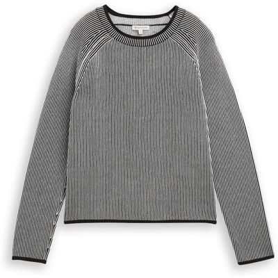 TOM TAILOR Damen Strickpullover mit Rundhalsausschnitt, schwarz, Meliert, Gr. S TOM TAILOR Damen Strickpullover mit Rundhalsausschnitt, schwarz, Meliert, Gr. S