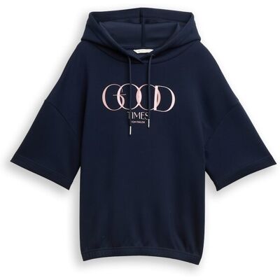 TOM TAILOR Damen Hoodie Sweatshirt aus Scuba, blau, Uni, Gr. M TOM TAILOR Damen Hoodie Sweatshirt aus Scuba, blau, Uni, Gr. M
