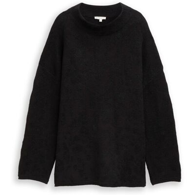 TOM TAILOR Damen Oversize Strickpullover mit Glitzer-Effekt, schwarz, Gemustert, Gr. XXL TOM TAILOR Damen Oversize Strickpullover mit Glitzer-Effekt, schwarz, Gemustert, Gr. XXL