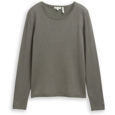 TOM TAILOR Damen Basic Strickpullover mit Rundhalsausschnitt, grün, Uni, Gr. M TOM TAILOR Damen Basic Strickpullover mit Rundhalsausschnitt, grün, Uni, Gr. M