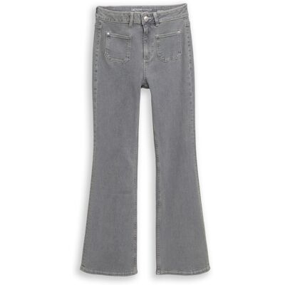 TOM TAILOR DENIM Damen TTAVA FLARED Jeans mit aufgesetzten Taschen, grau, Uni, Gr. 30/32 TOM TAILOR DENIM Damen TTAVA FLARED Jeans mit aufgesetzten Taschen, grau, Uni, Gr. 30/32