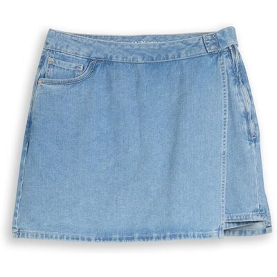 TOM TAILOR DENIM Damen Jeans Skort in Wickel-Optik, blau, Uni, Gr. S TOM TAILOR DENIM Damen Jeans Skort in Wickel-Optik, blau, Uni, Gr. S
