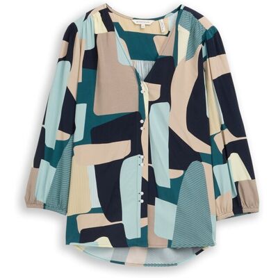 TOM TAILOR Damen Bluse aus Viskose, grün, Gemustert, Gr. 42 TOM TAILOR Damen Bluse aus Viskose, grün, Gemustert, Gr. 42