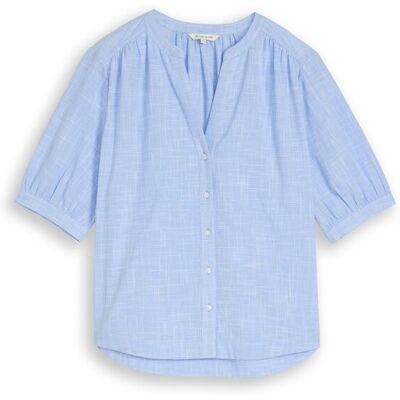 TOM TAILOR Damen Bluse aus Baumwolle, blau, Uni, Gr. 46 TOM TAILOR Damen Bluse aus Baumwolle, blau, Uni, Gr. 46