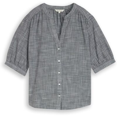 TOM TAILOR Damen Bluse aus Baumwolle, blau, Uni, Gr. 36 TOM TAILOR Damen Bluse aus Baumwolle, blau, Uni, Gr. 36