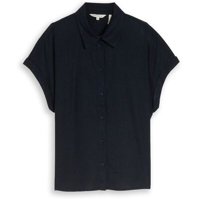 TOM TAILOR Damen Loose Fit Bluse mit Leinenanteil, blau, Uni, Gr. 36 TOM TAILOR Damen Loose Fit Bluse mit Leinenanteil, blau, Uni, Gr. 36