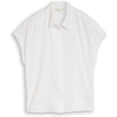 TOM TAILOR Damen Loose Fit Bluse mit Leinenanteil, weiß, Uni, Gr. 40 TOM TAILOR Damen Loose Fit Bluse mit Leinenanteil, weiß, Uni, Gr. 40