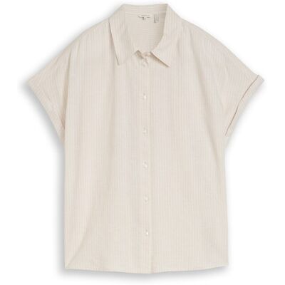 TOM TAILOR Damen Loose Fit Bluse mit Leinenanteil, beige, Gestreift, Gr. 46 TOM TAILOR Damen Loose Fit Bluse mit Leinenanteil, beige, Gestreift, Gr. 46