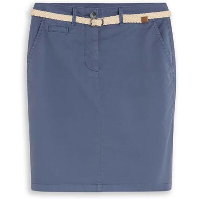 TOM TAILOR Damen Chino-Rock mit Gürtel, blau, Uni, Gr. 46 TOM TAILOR Damen Chino-Rock mit Gürtel, blau, Uni, Gr. 46