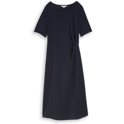 TOM TAILOR Damen Scuba Midi-Kleid mit Knoten-Detail, blau, Uni, Gr. 34 TOM TAILOR Damen Scuba Midi-Kleid mit Knoten-Detail, blau, Uni, Gr. 34