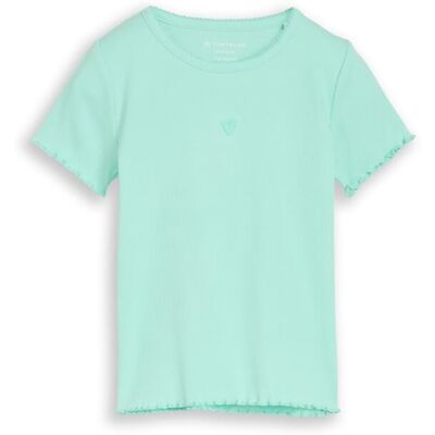 TOM TAILOR Mädchen T-Shirt mit Stickerei, grün, Uni, Gr. 116/122 TOM TAILOR Mädchen T-Shirt mit Stickerei, grün, Uni, Gr. 116/122