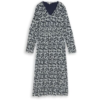 TOM TAILOR Damen Crinkle Midi-Kleid mit Muster, blau, Gemustert, Gr. 34 TOM TAILOR Damen Crinkle Midi-Kleid mit Muster, blau, Gemustert, Gr. 34