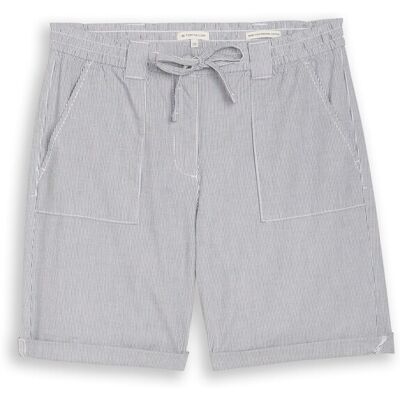 TOM TAILOR Damen Chino Bermuda Shorts mit Kordelzug, blau, Gestreift, Gr. 44 TOM TAILOR Damen Chino Bermuda Shorts mit Kordelzug, blau, Gestreift, Gr. 44