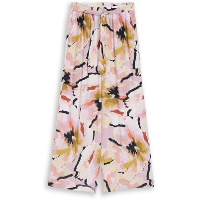 TOM TAILOR Damen Loose Fit Palazzo Hose mit Muster, rosa, Geblümt, Gr. 34/32 TOM TAILOR Damen Loose Fit Palazzo Hose mit Muster, rosa, Geblümt, Gr. 34/32