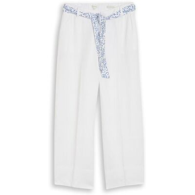 TOM TAILOR Damen Culotte Hose mit Leinenanteil, weiß, Uni, Gr. 34/28 TOM TAILOR Damen Culotte Hose mit Leinenanteil, weiß, Uni, Gr. 34/28