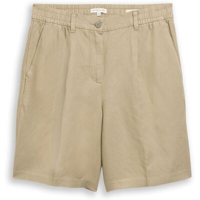 TOM TAILOR Damen Loose Fit Bermuda Shorts mit Leinenanteil, grün, Uni, Gr. 46 TOM TAILOR Damen Loose Fit Bermuda Shorts mit Leinenanteil, grün, Uni, Gr. 46