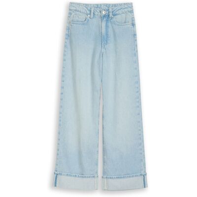 TOM TAILOR Mädchen Wide Leg Jeans mit Turn-up, blau, Uni, Gr. 170 TOM TAILOR Mädchen Wide Leg Jeans mit Turn-up, blau, Uni, Gr. 170