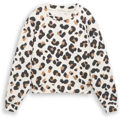TOM TAILOR Mädchen Oversize Sweatshirt mit Leo-Print, weiß, Animalprint, Gr. 176 TOM TAILOR Mädchen Oversize Sweatshirt mit Leo-Print, weiß, Animalprint, Gr. 176