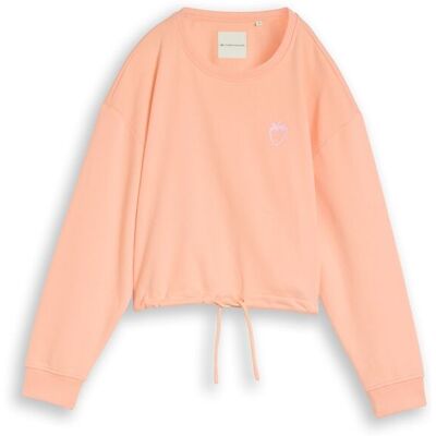 TOM TAILOR Mädchen Cropped Sweatshirt mit Bindeschleife, orange, Uni, Gr. 176 TOM TAILOR Mädchen Cropped Sweatshirt mit Bindeschleife, orange, Uni, Gr. 176