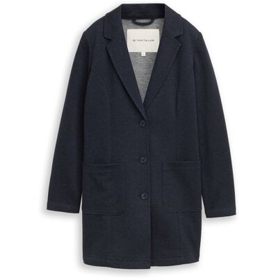 TOM TAILOR Damen Slim Fit Mantel mit aufgesetzten Taschen, blau, Meliert, Gr. XL TOM TAILOR Damen Slim Fit Mantel mit aufgesetzten Taschen, blau, Meliert, Gr. XL