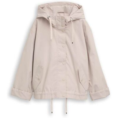 TOM TAILOR DENIM Damen Ultralight Short Parka aus wasserabweisendem Material, grau, Uni, Gr. L TOM TAILOR DENIM Damen Ultralight Short Parka aus wasserabweisendem Material, grau, Uni, Gr. L