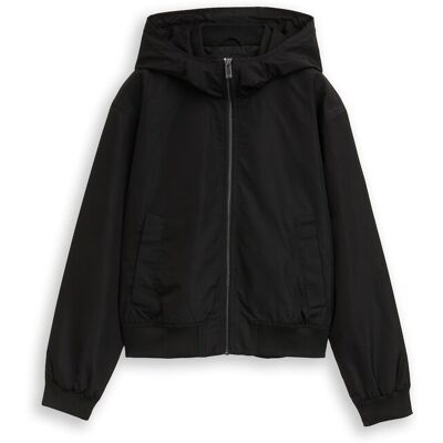 TOM TAILOR DENIM Damen Blouson Jacke aus wasserabweisendem Material, schwarz, Uni, Gr. XXL TOM TAILOR DENIM Damen Blouson Jacke aus wasserabweisendem Material, schwarz, Uni, Gr. XXL