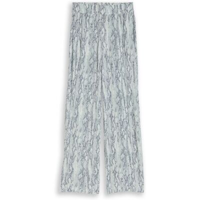 TOM TAILOR DENIM Damen Crinkle Wide Leg Hose mit Schlangenprint, grau, Animalprint, Gr. XL TOM TAILOR DENIM Damen Crinkle Wide Leg Hose mit Schlangenprint, grau, Animalprint, Gr. XL