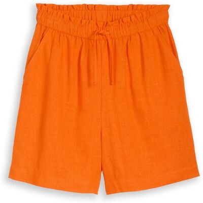 TOM TAILOR DENIM Damen Loose Fit Shorts mit Leinenanteil, orange, Uni, Gr. XS TOM TAILOR DENIM Damen Loose Fit Shorts mit Leinenanteil, orange, Uni, Gr. XS