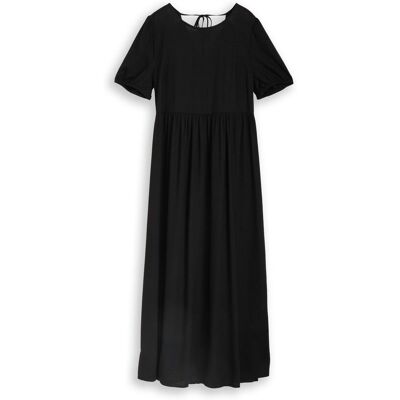 TOM TAILOR DENIM Damen Midi-Kleid mit Leinenanteil, schwarz, Uni, Gr. XS TOM TAILOR DENIM Damen Midi-Kleid mit Leinenanteil, schwarz, Uni, Gr. XS