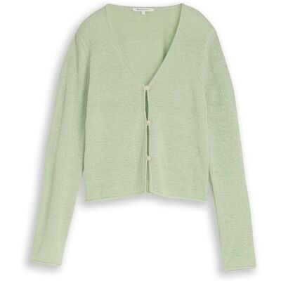 TOM TAILOR DENIM Damen Cardigan mit V-Ausschnitt, grün, Uni, Gr. S TOM TAILOR DENIM Damen Cardigan mit V-Ausschnitt, grün, Uni, Gr. S