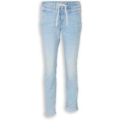 TOM TAILOR Damen TTMAYA TAPERED Stretch Jeans mit Kordelzug, blau, Uni, Gr. 33/30 TOM TAILOR Damen TTMAYA TAPERED Stretch Jeans mit Kordelzug, blau, Uni, Gr. 33/30