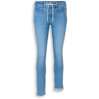 TOM TAILOR Damen TTMAYA TAPERED Stretch Jeans mit Kordelzug, blau, Uni, Gr. 29/32 TOM TAILOR Damen TTMAYA TAPERED Stretch Jeans mit Kordelzug, blau, Uni, Gr. 29/32