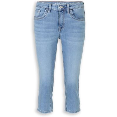 TOM TAILOR Damen TTLENE SLIM Capri Jeans mit hohem Stretch, blau, Uni, Gr. 27 TOM TAILOR Damen TTLENE SLIM Capri Jeans mit hohem Stretch, blau, Uni, Gr. 27